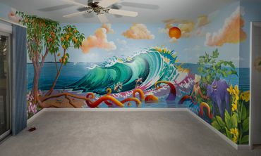 Landscape photo of mural in a private home on the Eastern shore, MD