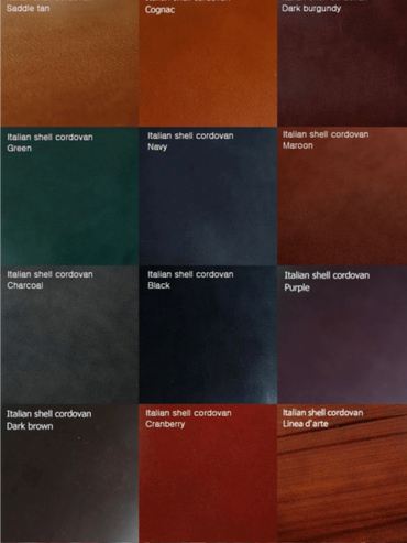 Italian Shell Cordovan leather colour options
