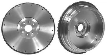 Two metallic flywheels with gear teeth and central holes.