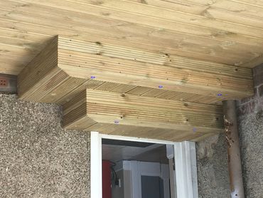 Decking steps with lights installed