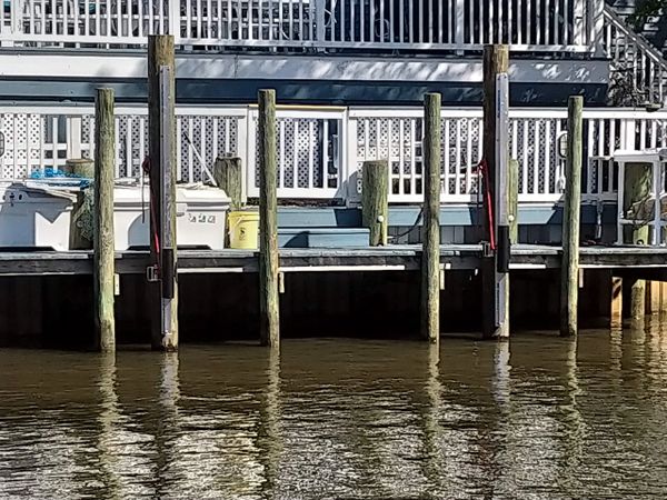 Boat with new pilings - Beach Haven West, NJ