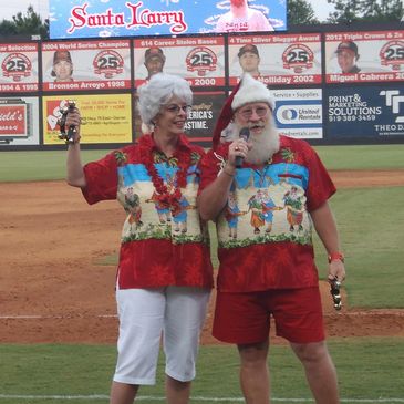 Santa and Mrs. Claus - Christmas in July, Mudcat Baseball Stadium, Knightdale, NC