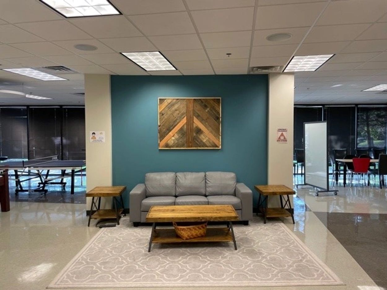 This is a piece of wall art I made for a client. It is made out of the of the pallets they received