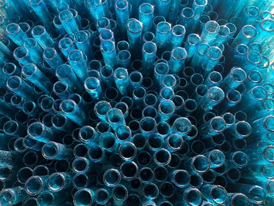 Multiple blue glass tubes