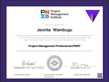 Jecinta PMP Certified