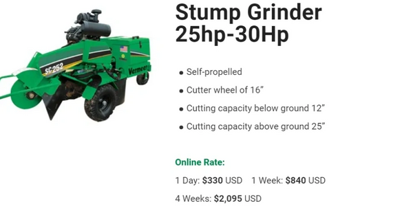 Cost of renting a stump grinder for DIY