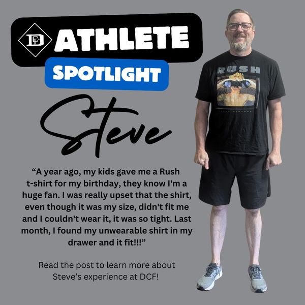 Steve, a man smiling and posing in a gym for a CrossFit athlete spotlight.