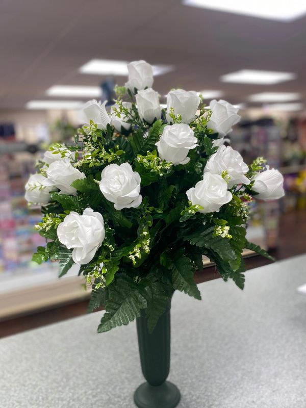 All White Cemetery Vase