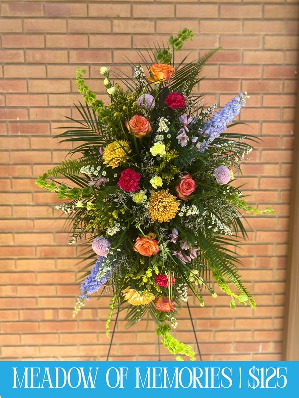 Colorful floral arrangement named Meadow of Memories.