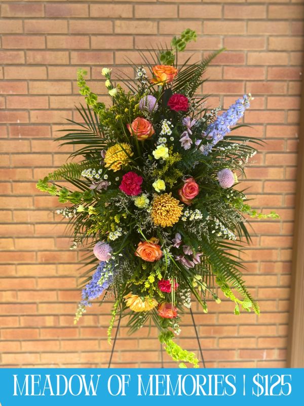 Colorful floral arrangement named Meadow of Memories.