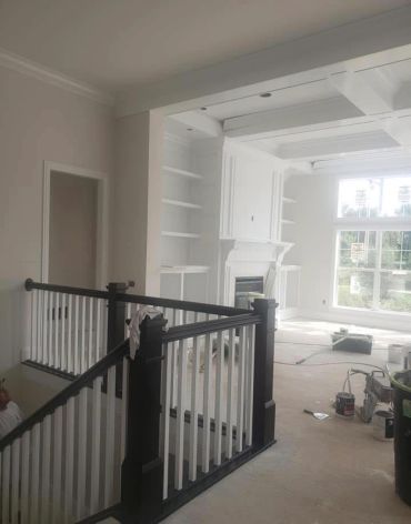 Renovation in progress inside a modern home living area.