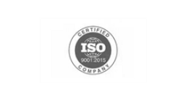 ISO 9001:2015 certified company logo in blue and white.