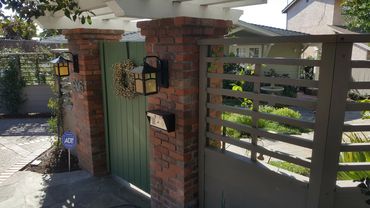 Craftsman Style front entrance gate and lights with intercom system