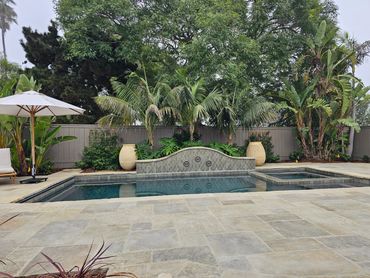 Built in pool and spa. Contemporary Californian Southern California style with stone patio.