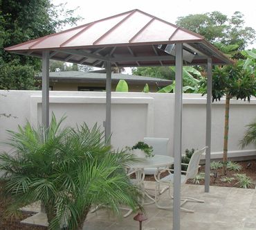 Gazebo with over head, gas heater, copper.