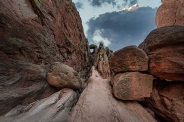 Red rocks in Colorado under an early morning sky
