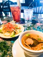 Thai Iced Tea, Soup and Salad to start my delicious lunch off, these came with the meal, FREE :)