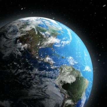 A vibrant view of Earth from space showing North and South America.