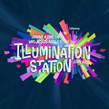 Colorful graphic with the phrase 'Illumination Station' and a Bible verse reference.