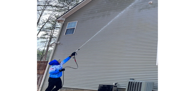 Professional cleaning of the exterior of a home