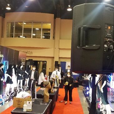 Sound system rental for trade shows and exhibits. 