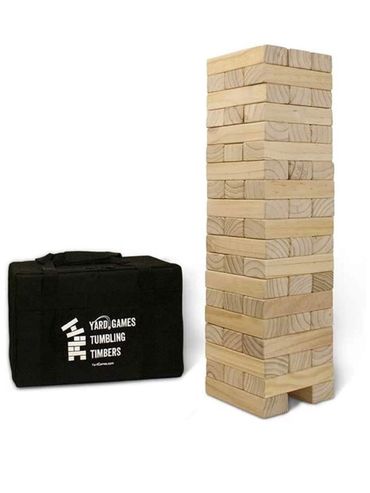 Large wooden tumbling timbers game with carrying case.