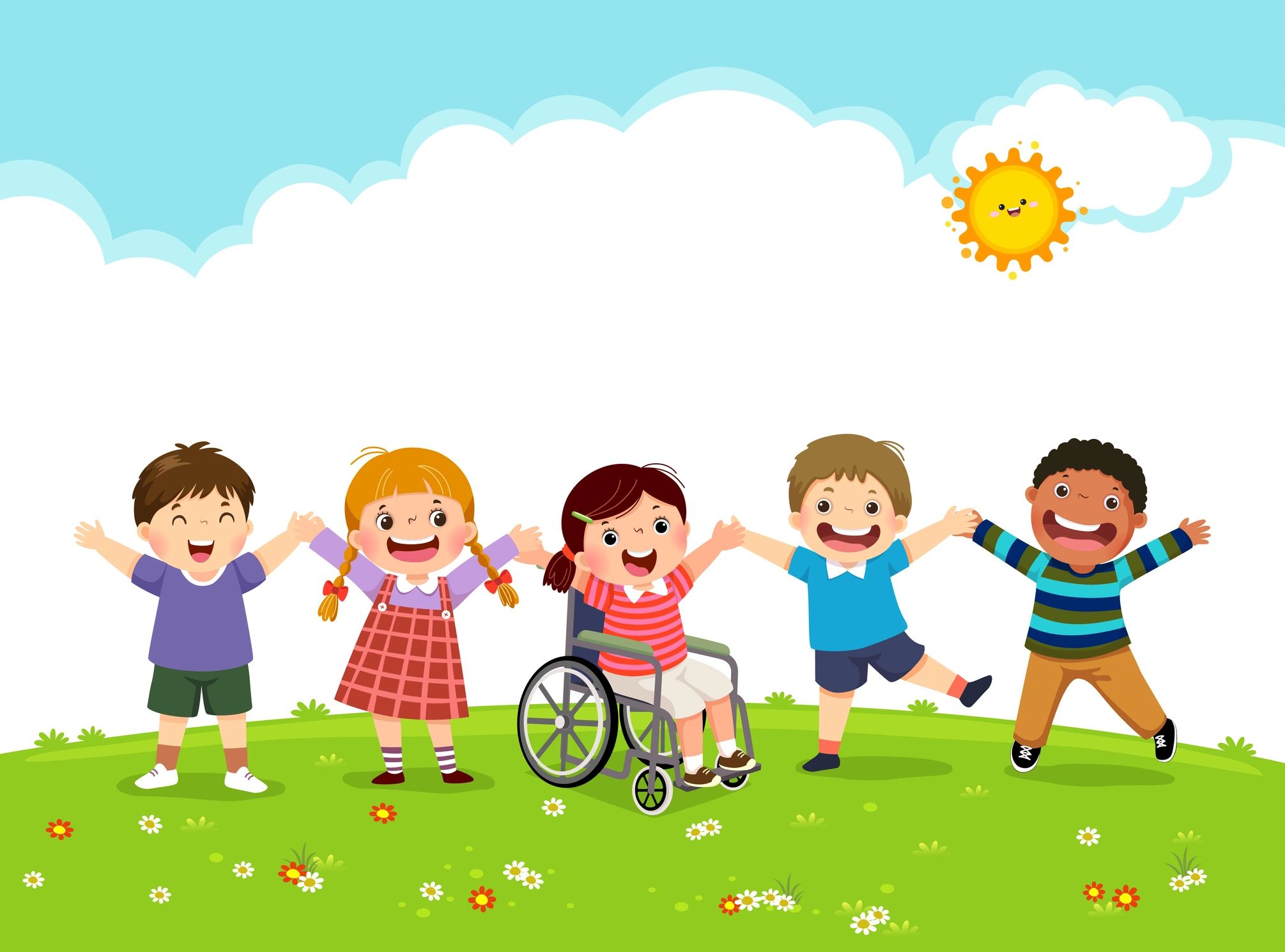 A digital illustration of children being happy 