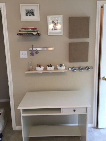 Craft Room After picture of wall installations and supply organization
