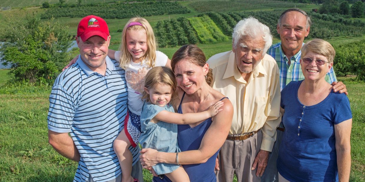 Family, seven generations, organic apples, conventional IPM