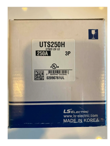 Box of LS Electric UTS250H, 250A, 3P circuit breaker made in Korea.