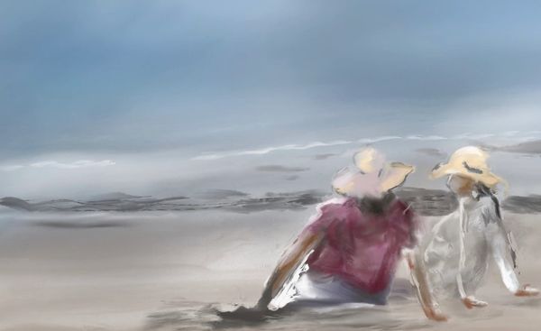 Women at rest on the beach