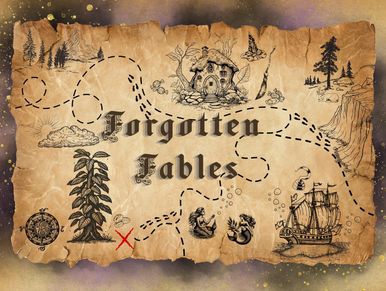 Old treasure map with fantasy illustrations.