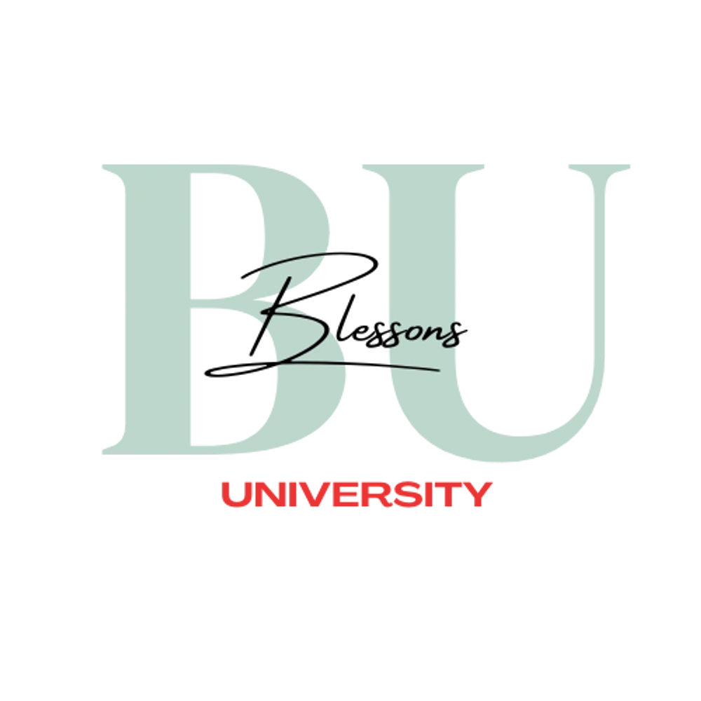 Logo for Blessons University with elegant typography.