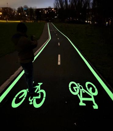 Clear, Visible nighttime fluorescent markings