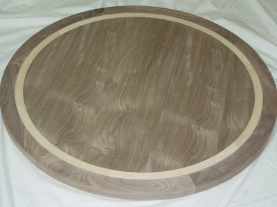 Gray Oak Veneer Table Top with Anigre Inlay