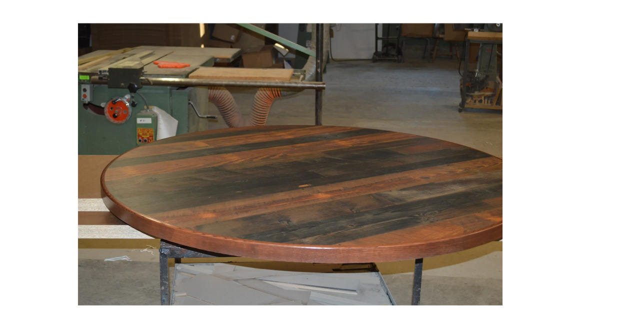 Custom Rustic Laminate Table Top with Wood Inset Edge, Custom Stain Fimish