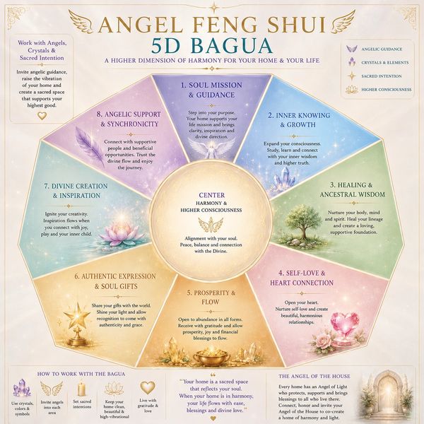 Angel Feng Shui 5D Bagua for harmony, growth, and higher consciousness in your life and home.