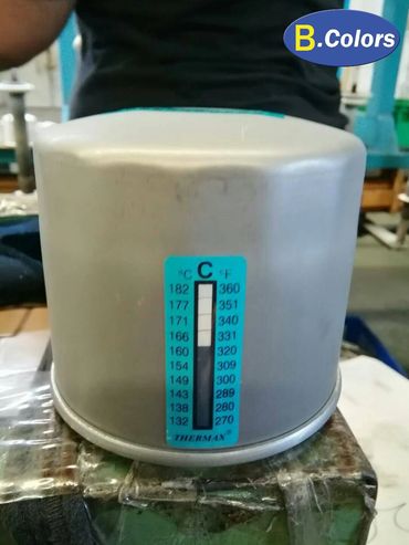 ใช้แผ่นวัดอุณหภูมิ THERMAX วัดอุณหภูมิงานเคลือบสีบนผิวโลหะ Powder Coating