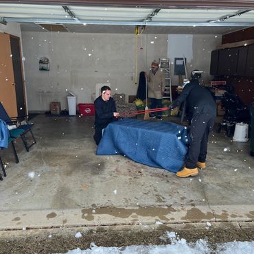 Protecting furniture in all weather! We work in all conditions to ensure deadlines are met.