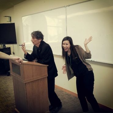 Dr. Angela Beers listening to Dr. Gabor Mate' Presentation at Pacifica Humanistic Conference 2013.
