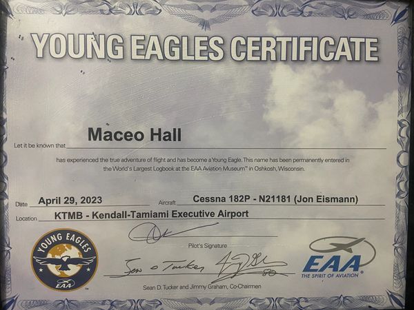 Certification of first Discovery Flight in Kendall - Tamiami Executive Airport April 29, 2023