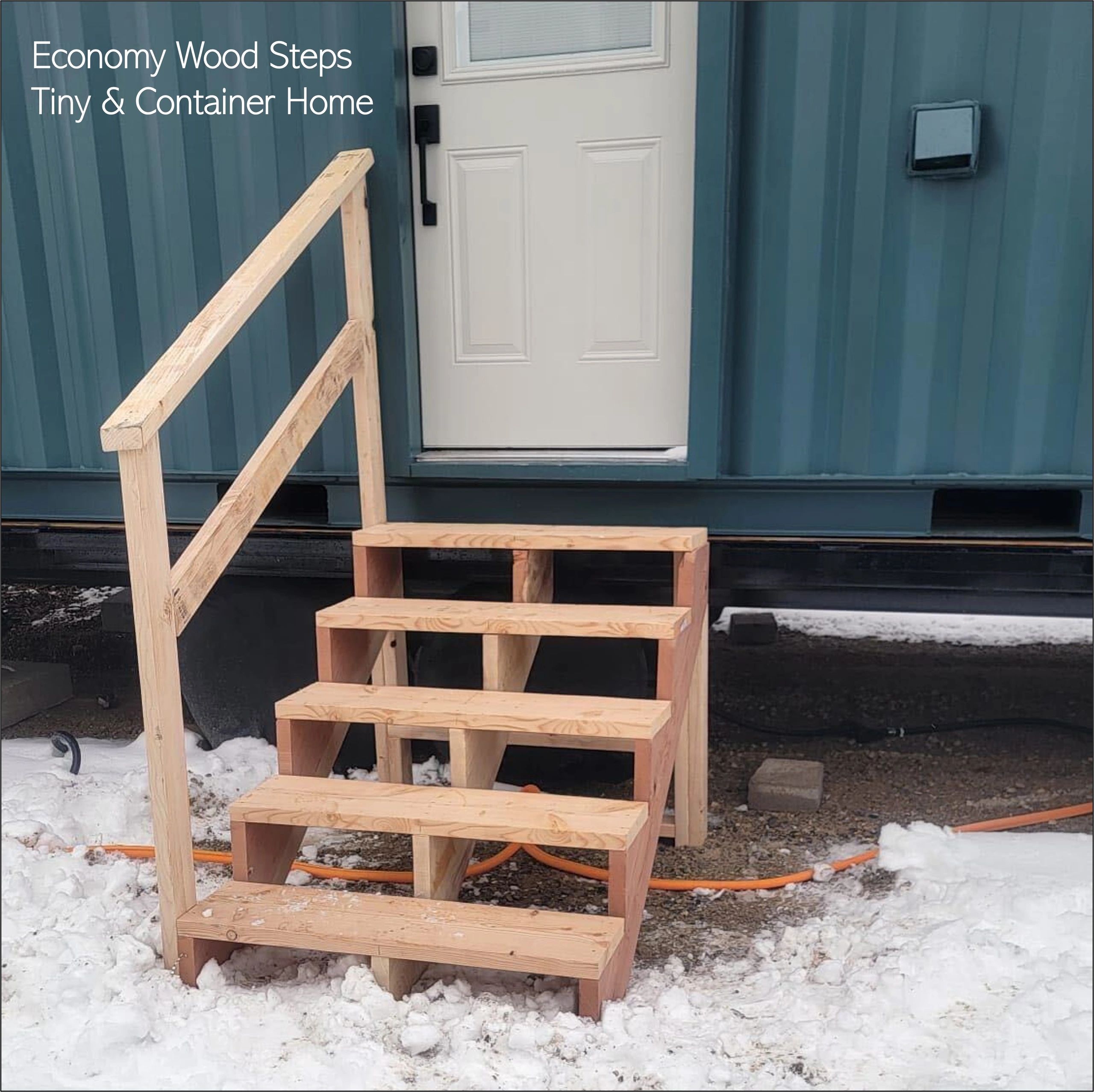 rv shipping container home steps