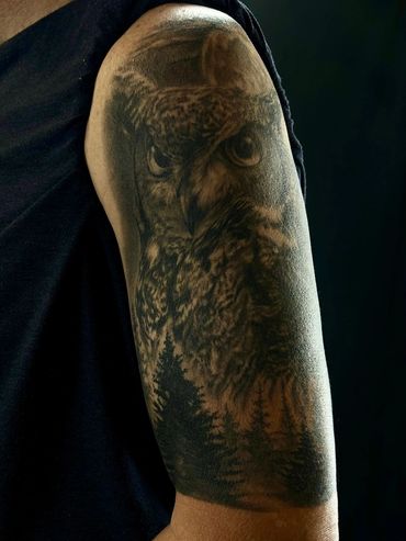 Healed Owl Tattoo