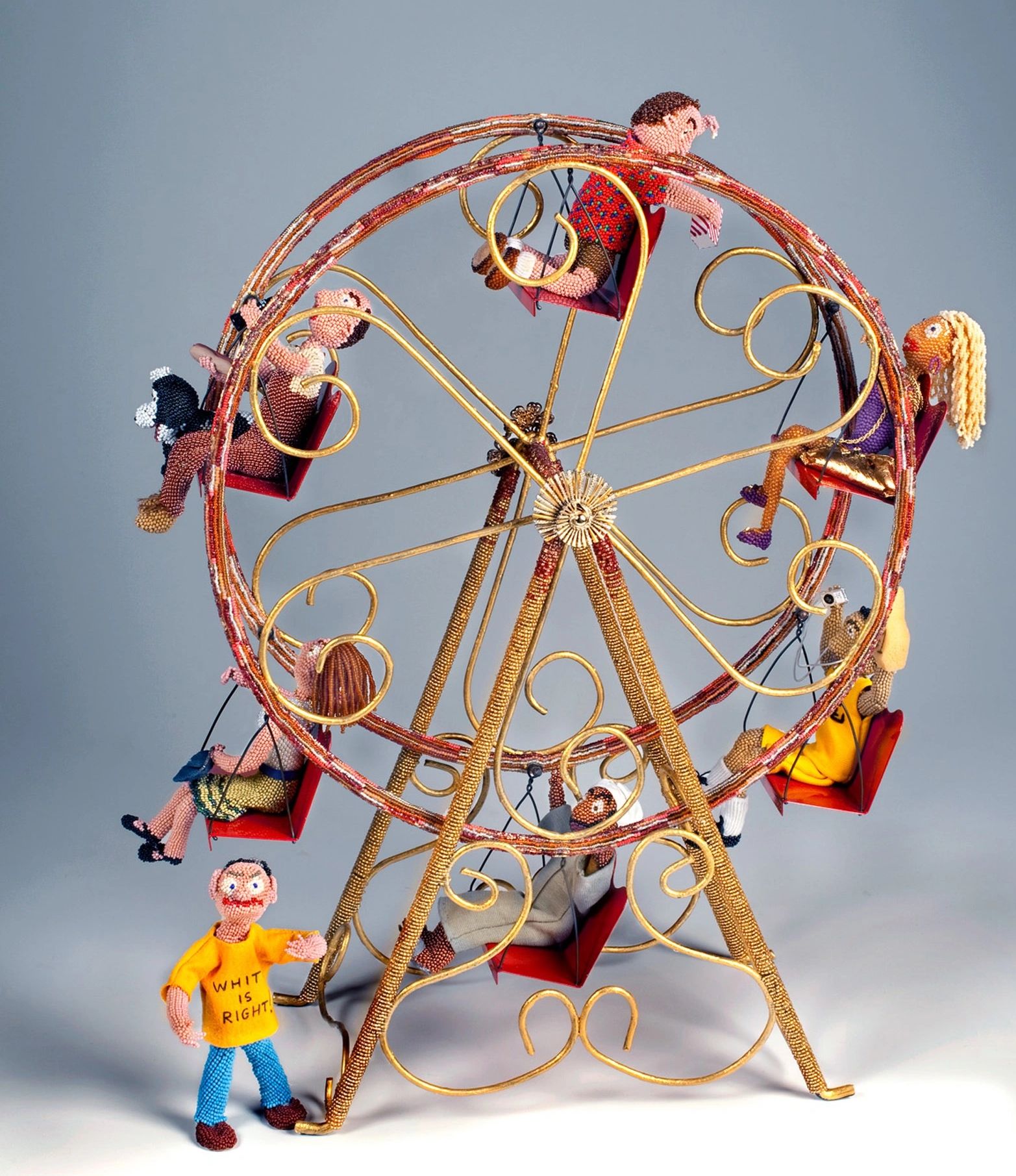 "The Freaks Ride The Ferris Wheel," beaded upcycled sculpture.