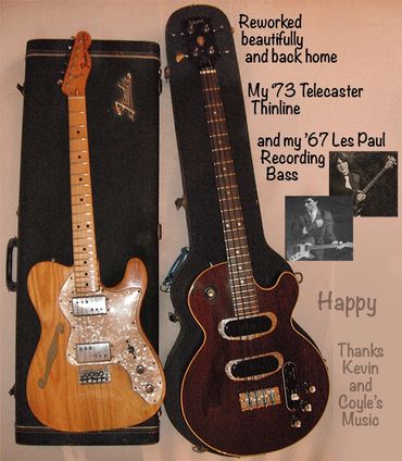 Le Sheppard's Telecaster Thinline and Les Paul Bass
