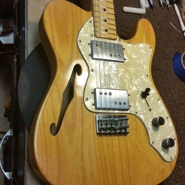 Le Sheppard's 1970 Telecaster Thinline at Coyle's Music in Richboro PA after being worked on