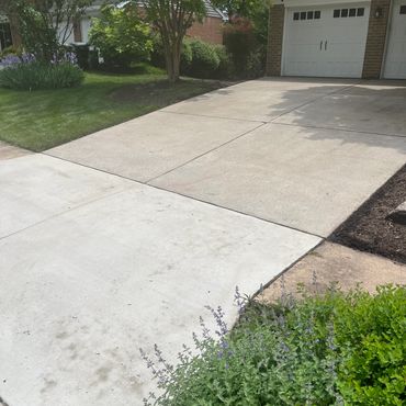 Pressure washed driveway