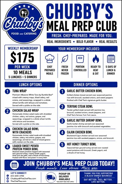 Allow a professional chef to prepare delicious meals for you weekly.