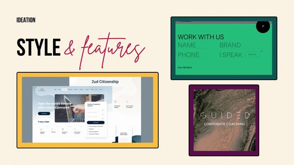 Samples of the styles and features that inspired the new design for Minerva's site.