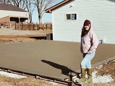 Winter concrete patio before frost. craig clark